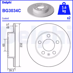 Disque de frein DELPHI BG3034C arrière, plein, 2 pièce - Vue supplémentaire 2