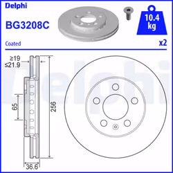 Disque de frein DELPHI BG3208C avant, ventilé, 2 pièce