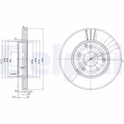 Disque de frein DELPHI BG3240C avant, ventilé, 2 pièce