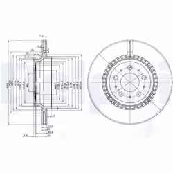 Disque de frein DELPHI BG3782C arrière, ventilé, 2 pièce