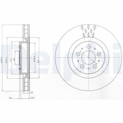 Disque de frein DELPHI BG4305C avant, ventilé, 2 pièce
