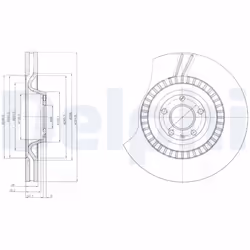 Disque de frein DELPHI BG9065C avant, ventilé, à haute teneur en carbone, 1 pièce