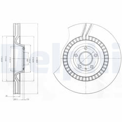 Disque de frein DELPHI BG9070C avant, ventilé, à haute teneur en carbone, 1 pièce