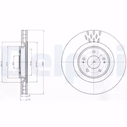 Disque de frein DELPHI BG9072C avant, ventilé, à haute teneur en carbone, 1 pièce