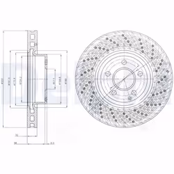 Disque de frein DELPHI BG9076C avant, ventilé, à haute teneur en carbone, 1 pièce