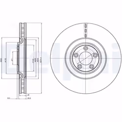 Disque de frein DELPHI BG9102C avant, ventilé, à haute teneur en carbone, 1 pièce