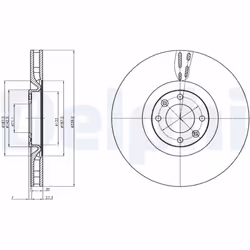 Disque de frein DELPHI BG9107C avant, ventilé, à haute teneur en carbone, 1 pièce
