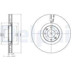 Disque de frein DELPHI BG9107C avant, ventilé, à haute teneur en carbone, 1 pièce