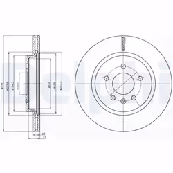 Disque de frein DELPHI BG4388C arrière, ventilé, 2 pièce
