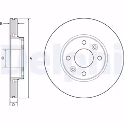 Disque de frein DELPHI BG4459C avant, ventilé, à haute teneur en carbone, 2 pièce
