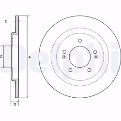 Disque de frein DELPHI BG4563C arrière, plein, 2 pièce
