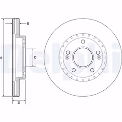 Disque de frein DELPHI BG4565C avant, ventilé, 2 pièce