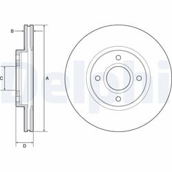 Disque de frein DELPHI BG4569C avant, ventilé, 2 pièce