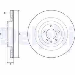Disque de frein DELPHI BG9126C arrière, ventilé, à haute teneur en carbone, 1 pièce
