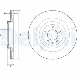 Disque de frein DELPHI BG9126C arrière, ventilé, à haute teneur en carbone, 1 pièce