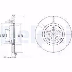 Disque de frein DELPHI BG3895C avant, ventilé, 2 pièce