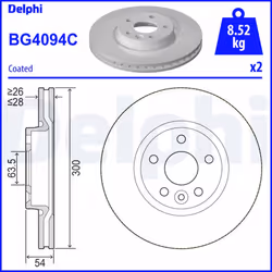 Disque de frein DELPHI BG4094C avant, ventilé, 2 pièce