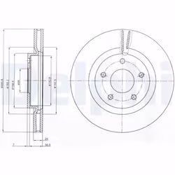 Disque de frein DELPHI BG4109C avant, ventilé, 2 pièce