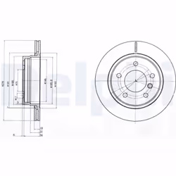Disque de frein DELPHI BG3041C arrière, ventilé, 2 pièce