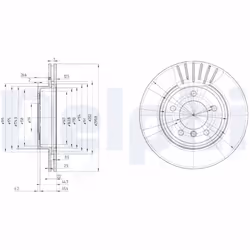 Disque de frein DELPHI BG3527C avant, ventilé, 2 pièce