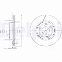 Disque de frein DELPHI BG3845C avant, ventilé, 2 pièce