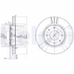 Disque de frein DELPHI BG3501C avant, ventilé, 2 pièce