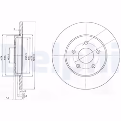 Disque de frein DELPHI BG3663C arrière, plein, 2 pièce