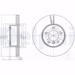 Disque de frein DELPHI BG4172C avant, ventilé, 2 pièce