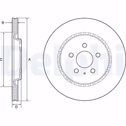 Disque de frein DELPHI BG4643C arrière, ventilé, à haute teneur en carbone, 2 pièce