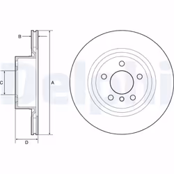 Disque de frein DELPHI BG4644C arrière, ventilé, à haute teneur en carbone, 2 pièce