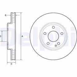 Disque de frein DELPHI BG4646C avant, ventilé, 2 pièce