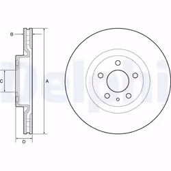 Disque de frein DELPHI BG4654C avant, ventilé, 2 pièce