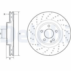 Disque de frein DELPHI BG4658C avant, ventilé, à haute teneur en carbone, 2 pièce