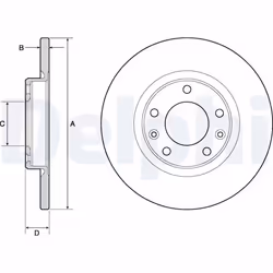 Disque de frein DELPHI BG4661C arrière, plein, 2 pièce