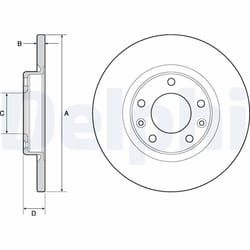 Disque de frein DELPHI BG4661C arrière, plein, 2 pièce