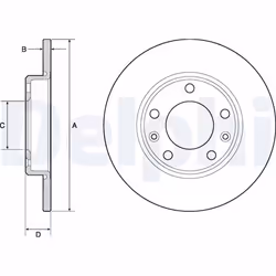 Disque de frein DELPHI BG4670C arrière, plein, 2 pièce