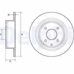 Disque de frein DELPHI BG4666C arrière, plein, 2 pièce