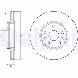 Disque de frein DELPHI BG4667C arrière, ventilé, 2 pièce