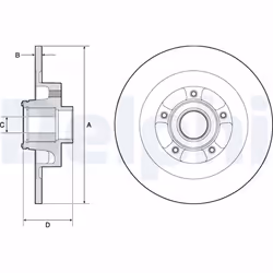 Disque de frein DELPHI BG9134RS arrière, plein, 1 pièce
