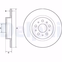 Disque de frein DELPHI BG4690C arrière, plein, 2 pièce