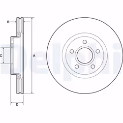 Disque de frein DELPHI BG4676C avant, ventilé, 2 pièce