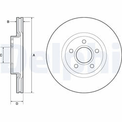 Disque de frein DELPHI BG4676C avant, ventilé, 2 pièce