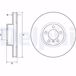 Disque de frein DELPHI BG9141C avant, ventilé, à haute teneur en carbone, 1 pièce