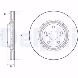 Disque de frein DELPHI BG4691C avant, ventilé, 2 pièce