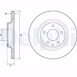 Disque de frein DELPHI BG4693C arrière, ventilé, 2 pièce