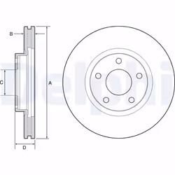 Disque de frein DELPHI BG4562C avant, ventilé, 2 pièce