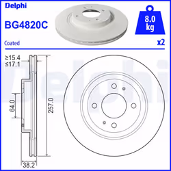 Disque de frein DELPHI BG4820C avant, ventilé, 2 pièce