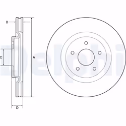 Disque de frein DELPHI BG9195C avant, ventilé, 1 pièce