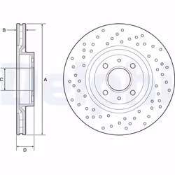 Disque de frein DELPHI BG4943C avant, ventilé, perforé, 2 pièce
