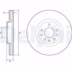 Disque de frein DELPHI BG4944C avant, ventilé, 2 pièce